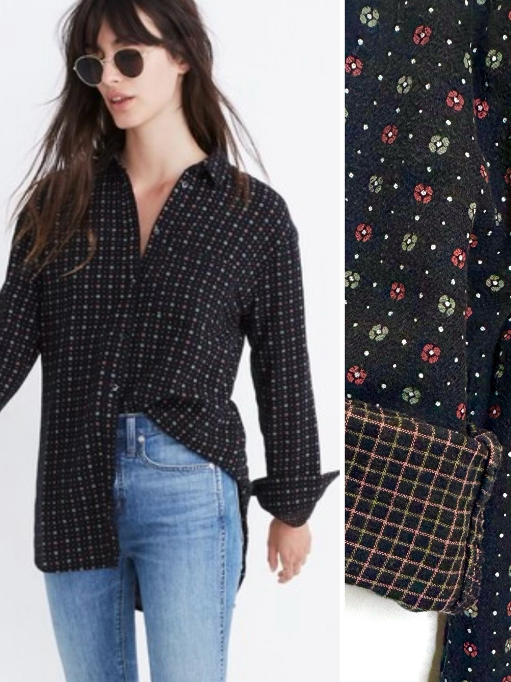 Madewell Ex-Boyfriend Shirt Womens Size Small Mayfair Foulard Flower Polka Dot
